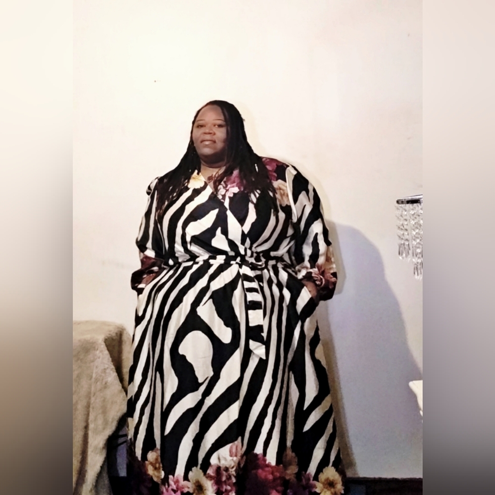 Floral Zebra Print Wrap Dress Plus Size